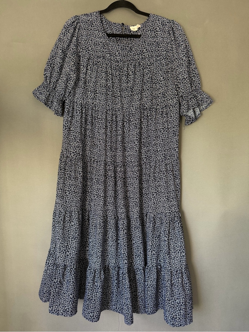 Navy & White floral dress L Orange Creek Los Angeles Dress Cottage-core dress